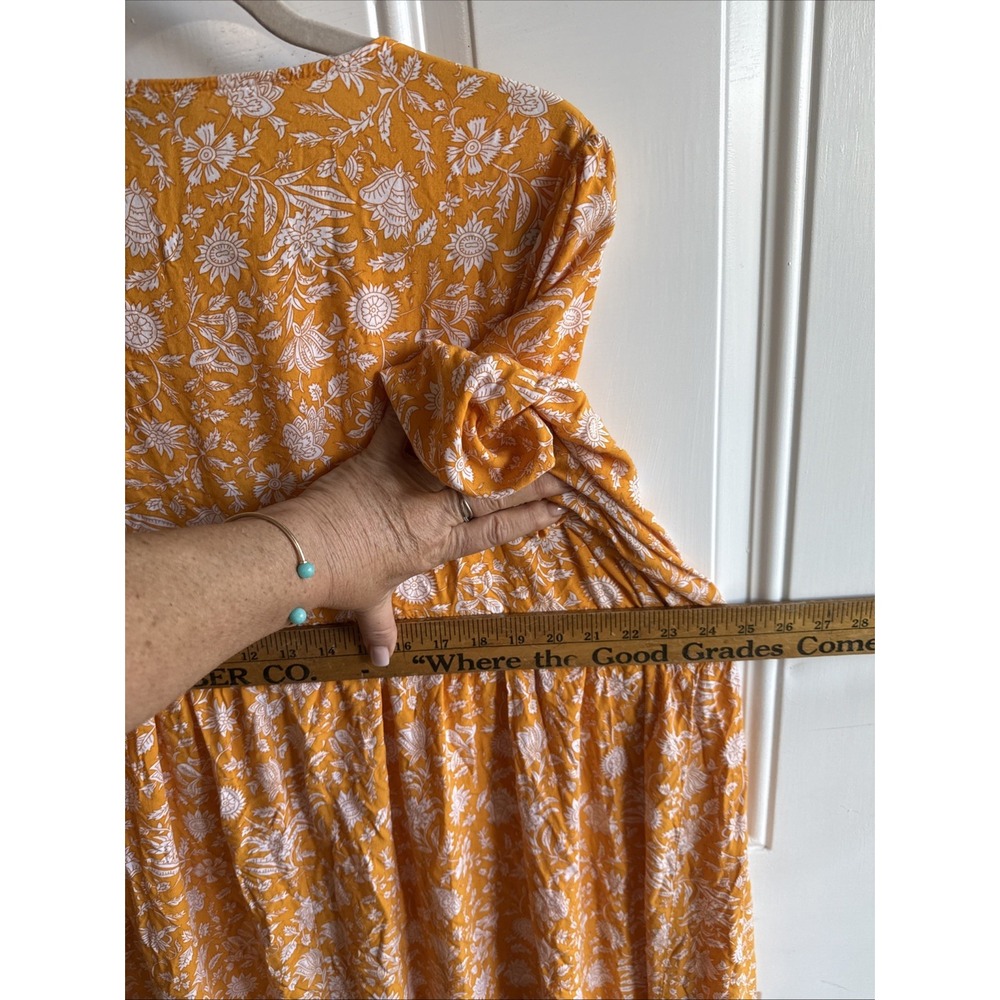 Eilly Bazar Dress Size 4XL Long 3/4 Sleeves Orange Melon Floral - Picture 6 of 8